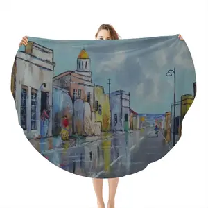 Street Reflection Flannel Blanket (Round)