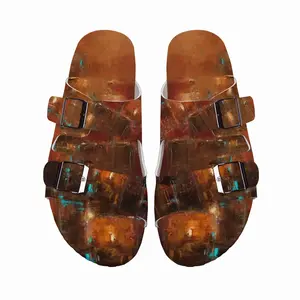 Men Red Gold Cork Sandals