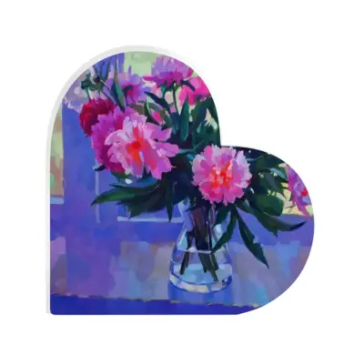 Peonies Heart Decoration (Acrylic)