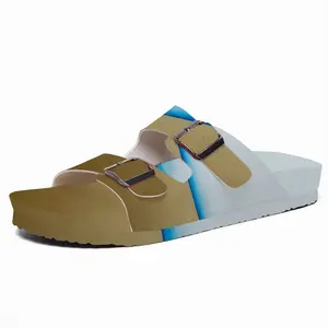 Men Blue Line With Gold Cork Sandals