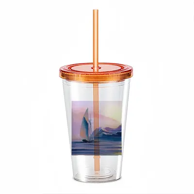 Soft Purple Sea Double Layer Plastic Cup