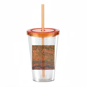 Orange Burst Double Layer Plastic Cup