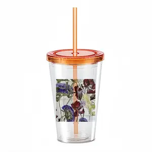 White Prints Double Layer Plastic Cup