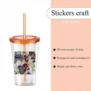 White Prints Double Layer Plastic Cup