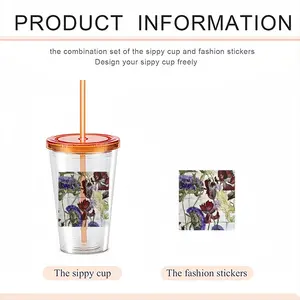 White Prints Double Layer Plastic Cup