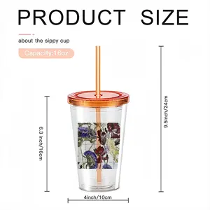 White Prints Double Layer Plastic Cup