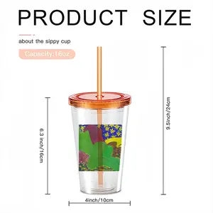 Green Woman Double Layer Plastic Cup