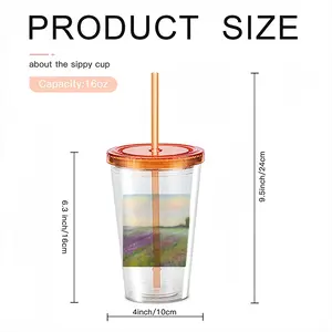 Lavender Field Double Layer Plastic Cup