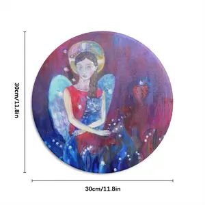 Angel With Cat Round Iron Painting