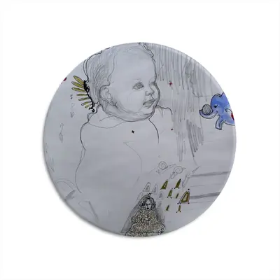 Baby - Drawing Pencil Round Iron Painting