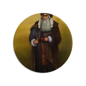 Rabbi From Old Krakow Round Iron Painting