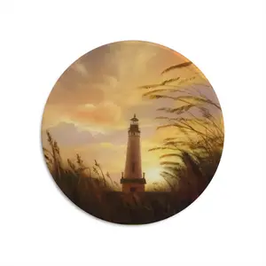 The Shine Of Lighthouse Outside Round Iron Painting