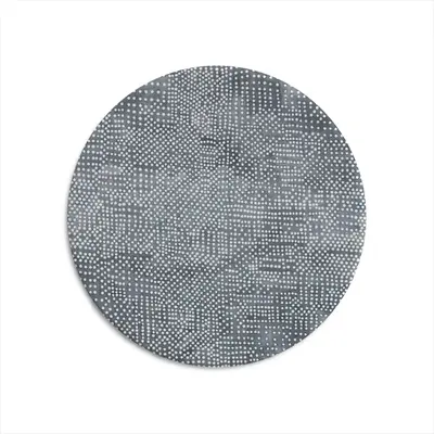 White On Dark Grey Round Iron Painting