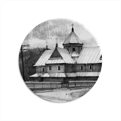 Church In The Carpathians Round Iron Painting