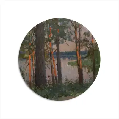 Pine Trees Evening Round Iron Painting