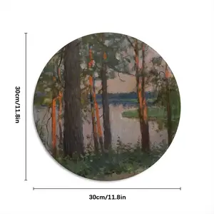 Pine Trees Evening Round Iron Painting