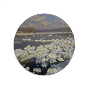 Ice Drift On The Oka Round Iron Painting