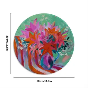 Lilies In A Vase Round Iron Painting