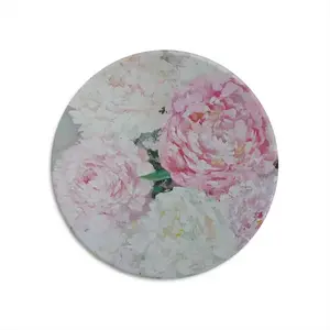 Large Peony Palette Knife Round Iron Painting