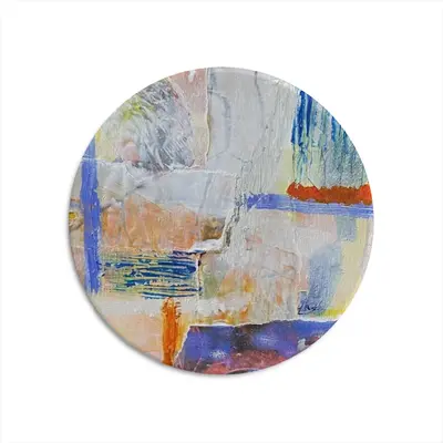 Mixed Media White Round Iron Painting