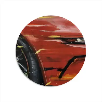 Porsche Red Crash Round Iron Painting