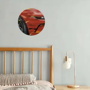 Porsche Red Crash Round Iron Painting