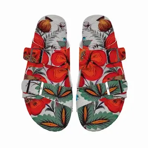 Men Poppy Flowers Cork Sandals