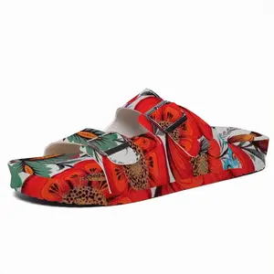 Men Poppy Flowers Cork Sandals