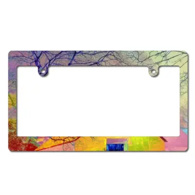 Yellow House Japanese License Plate Frame (Wide)