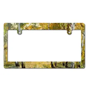 Birch Tree Forest Trail Japanese License Plate Frame (Wide)