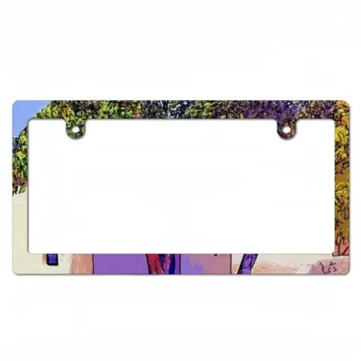 Santorini Trees In Oia Japanese License Plate Frame (Narrow)