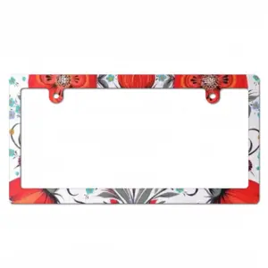 Poppy Flowers In A Pot Japanese License Plate Frame (Narrow)