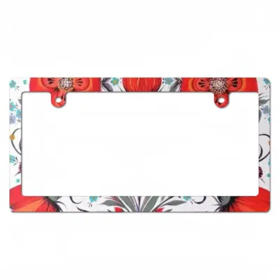 Poppy Flowers In A Pot Japanese License Plate Frame (Narrow)