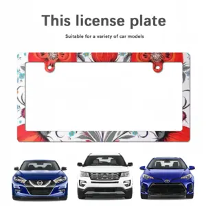 Poppy Flowers In A Pot Japanese License Plate Frame (Narrow)