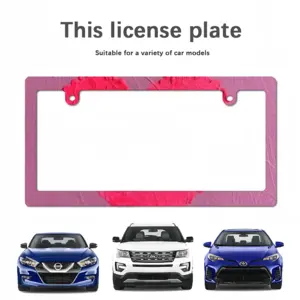 Flashy Pink Heart Japanese License Plate Frame (Narrow)