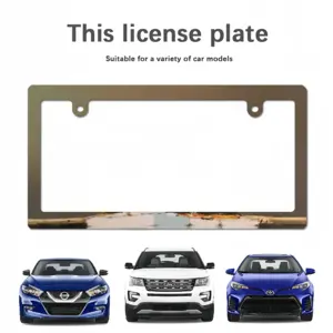 Lagoon With 2 Boats And Trees In Taupe And Green Light Japanese License Plate Frame (Narrow)