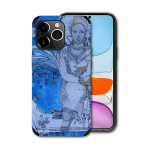 Drawing Ink - Blue Diva iPhone14 Pro Max Phone Case (Leather)