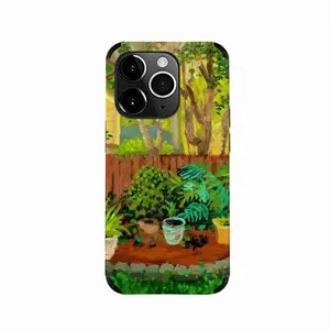 Backyard Garden With Yellow House iPhone14 Pro Phone Case (Leather)