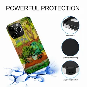 Backyard Garden With Yellow House iPhone14 Pro Phone Case (Leather)