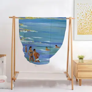 Bathers In Antibes Flannel Blanket (Round)