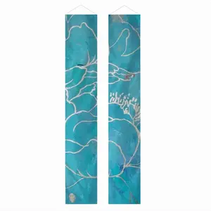 Turquoise Peony Door Curtain Couplet