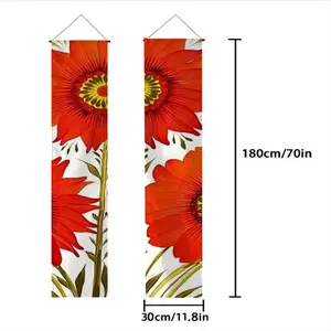 Three Red Flowers Door Curtain Couplet