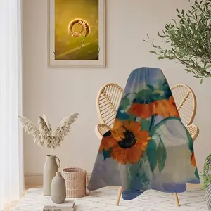 Sunflowers Flannel Blanket (Round)