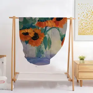 Sunflowers Flannel Blanket (Round)