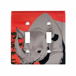 Rhinoceros Animals Wild Africa Tanzania Namibia Switch Panel (Double Hole)