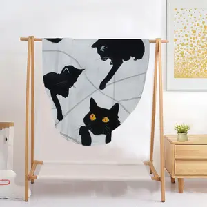 Cats With Thread Flannel Blanket (Round)