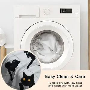 Cats With Thread Flannel Blanket (Round)