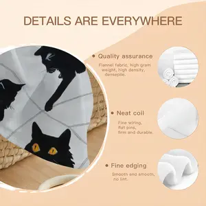 Cats With Thread Flannel Blanket (Round)