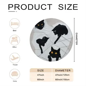 Cats With Thread Flannel Blanket (Round)