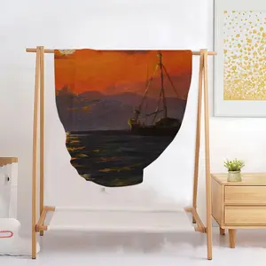 Beautiful Sunset On The Sea Flannel Blanket (Round)